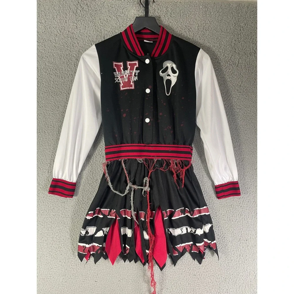 Ghost Face Cheerleader Costume Spirit Varsity Dress Halloween Horror Scream